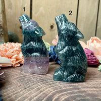Rainbow Fluorite Howling Wolf