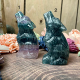 Rainbow Fluorite Howling Wolf