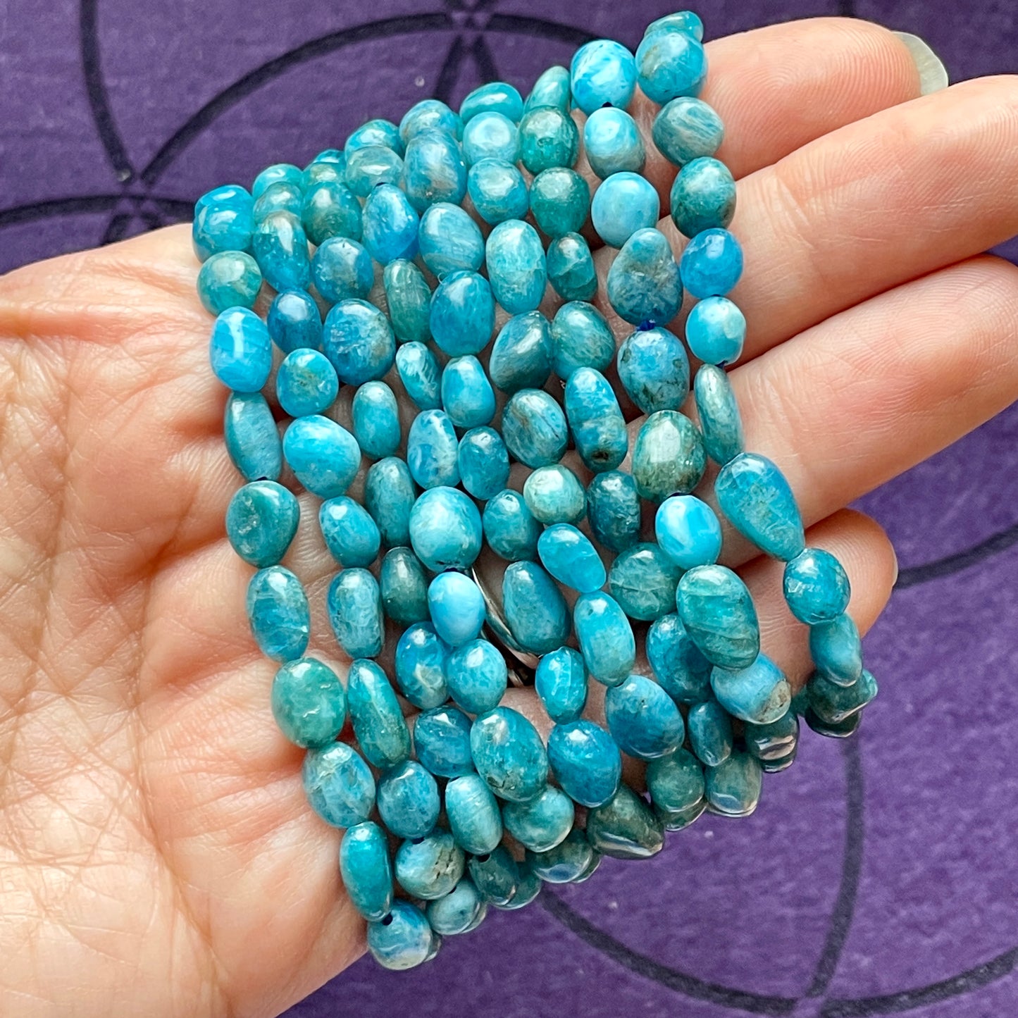 Blue Apatite Tumbled Stone Beaded bracelet