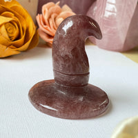 Strawberry Quartz Witch Hat Carving