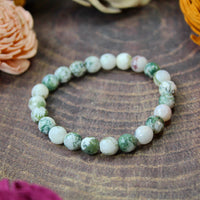 Moss agate faceted 8mm beaded bracelet