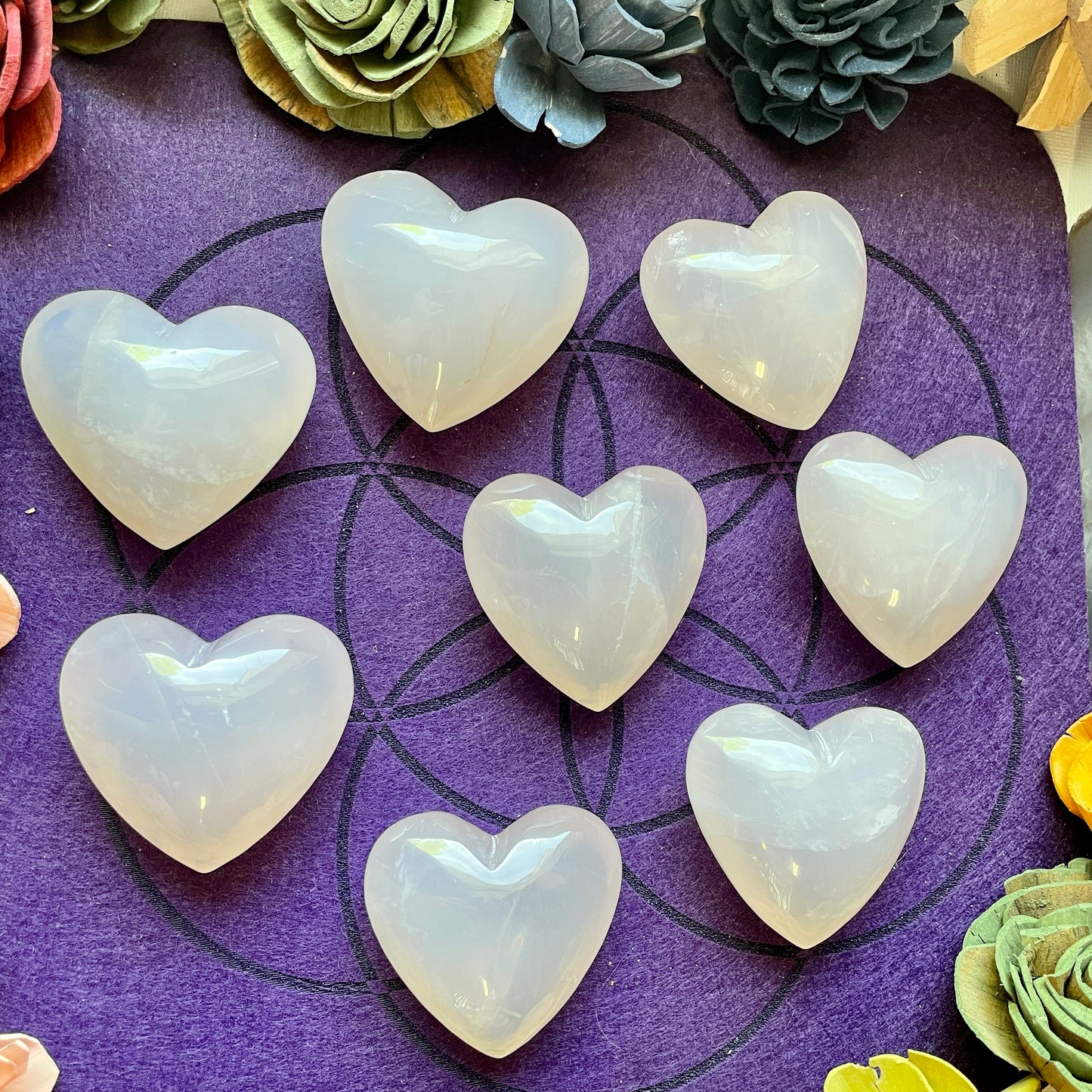 Blue Rose Quartz Puffy Hearts