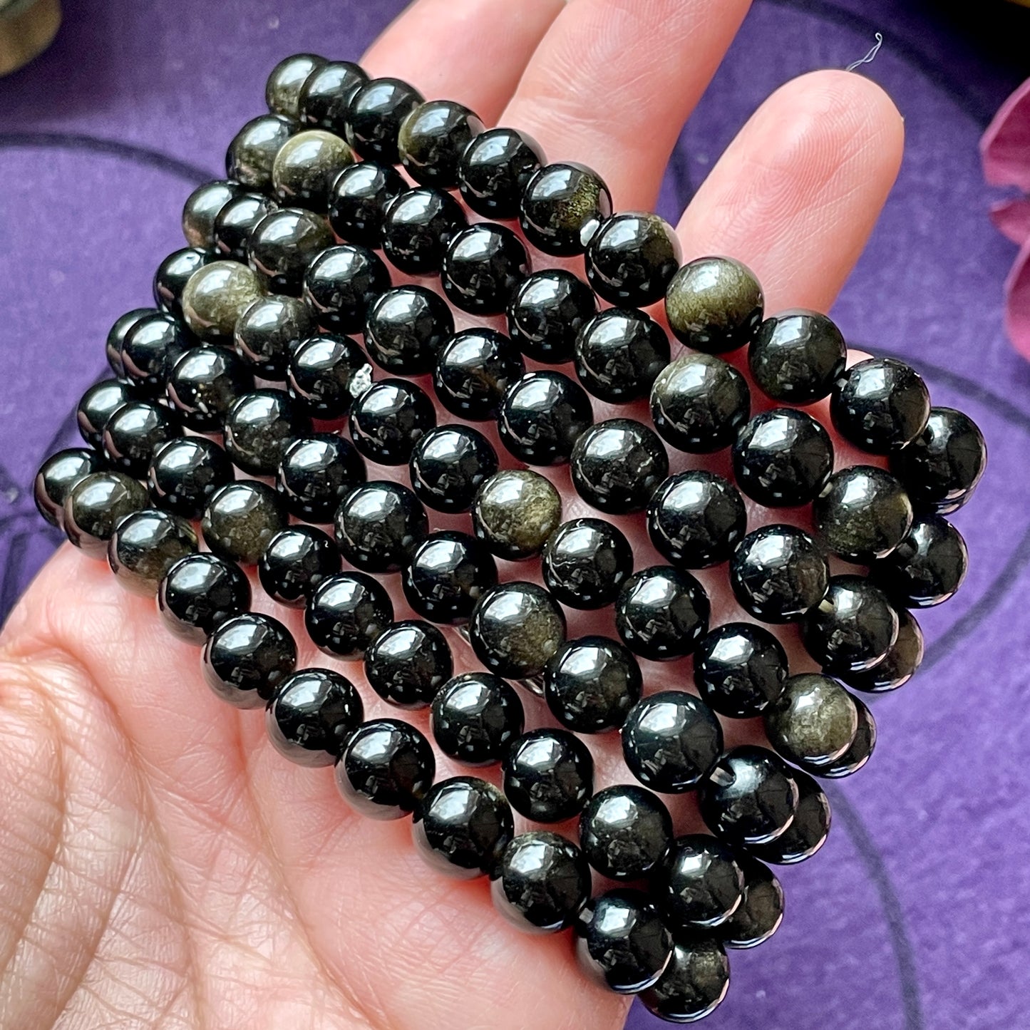 Golden Sheen Obsidian 8mm Beaded bracelet