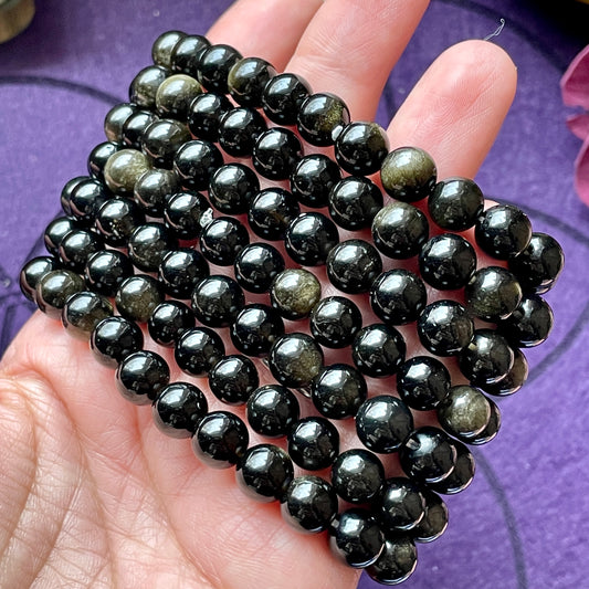 Golden Sheen Obsidian 8mm Beaded bracelet