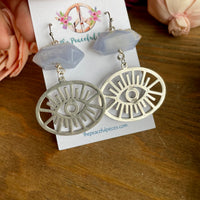 Blue Lace Agate Dangling Eye Earrings