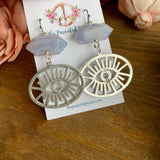 Blue Lace Agate Dangling Eye Earrings