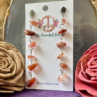 Dangling Carnelian Chip Earrings