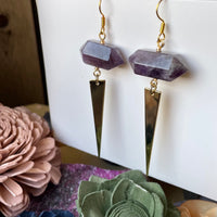 Brass Spike Earrings (Choose Gemstone)