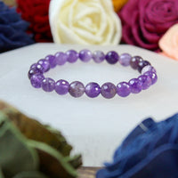Amethyst faceted 8mm beaded bracelet