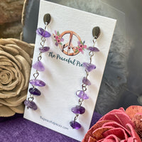 Dangling Amethyst Chip Earrings