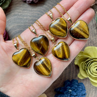 Tiger’s Eye Gold Plated Heart Pendant
