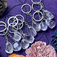 Clear Quartz Tumble Stone Keychain