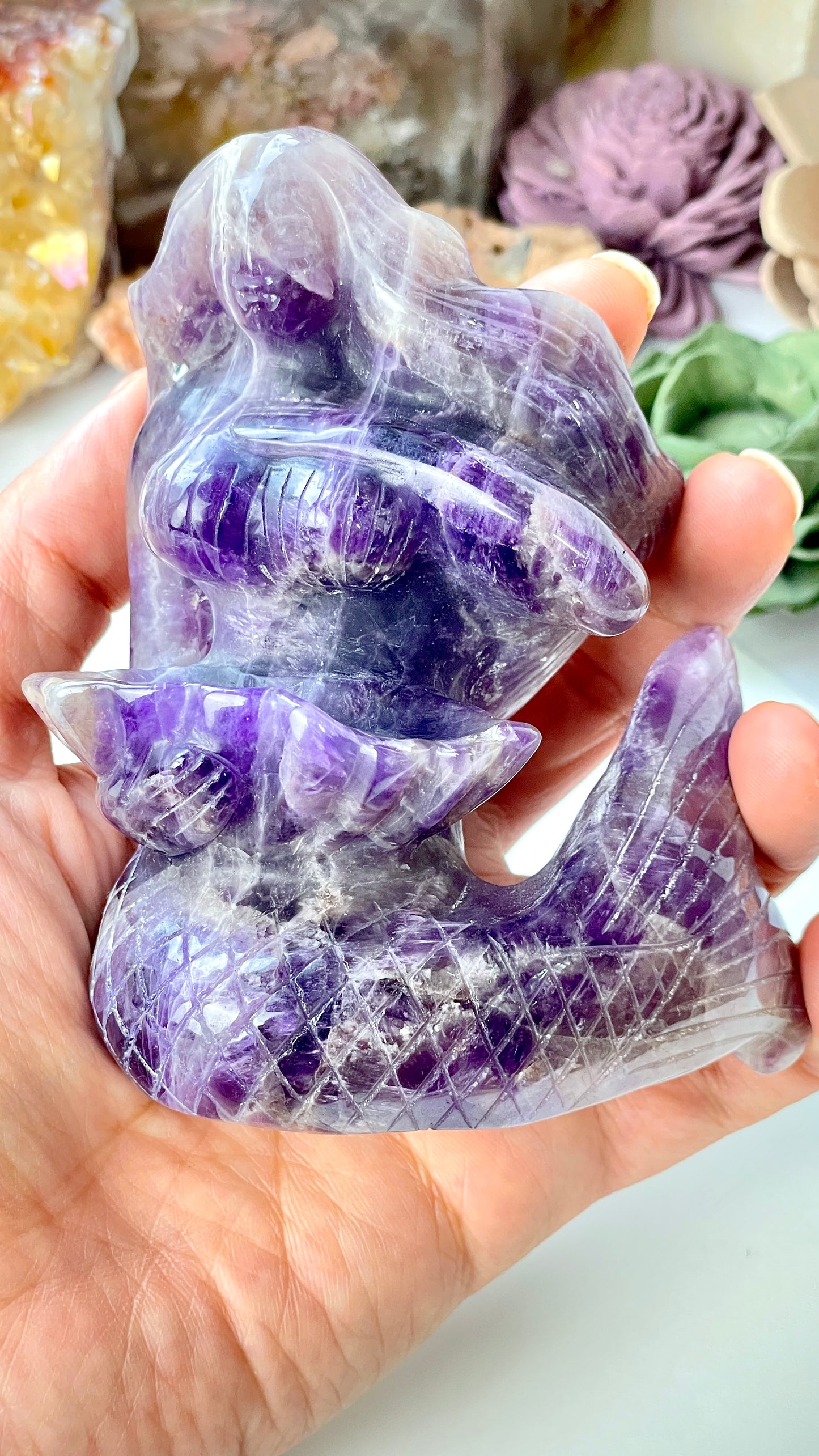 Amethyst Mermaid Carving