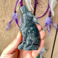 Rainbow Fluorite Howling Wolf