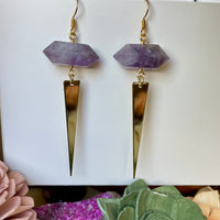 Brass Spike Earrings (Choose Gemstone)