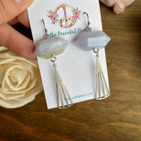 Blue Lace Agate Dangling Triangle Earrings