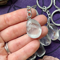 Clear Quartz Tumble Stone Keychain