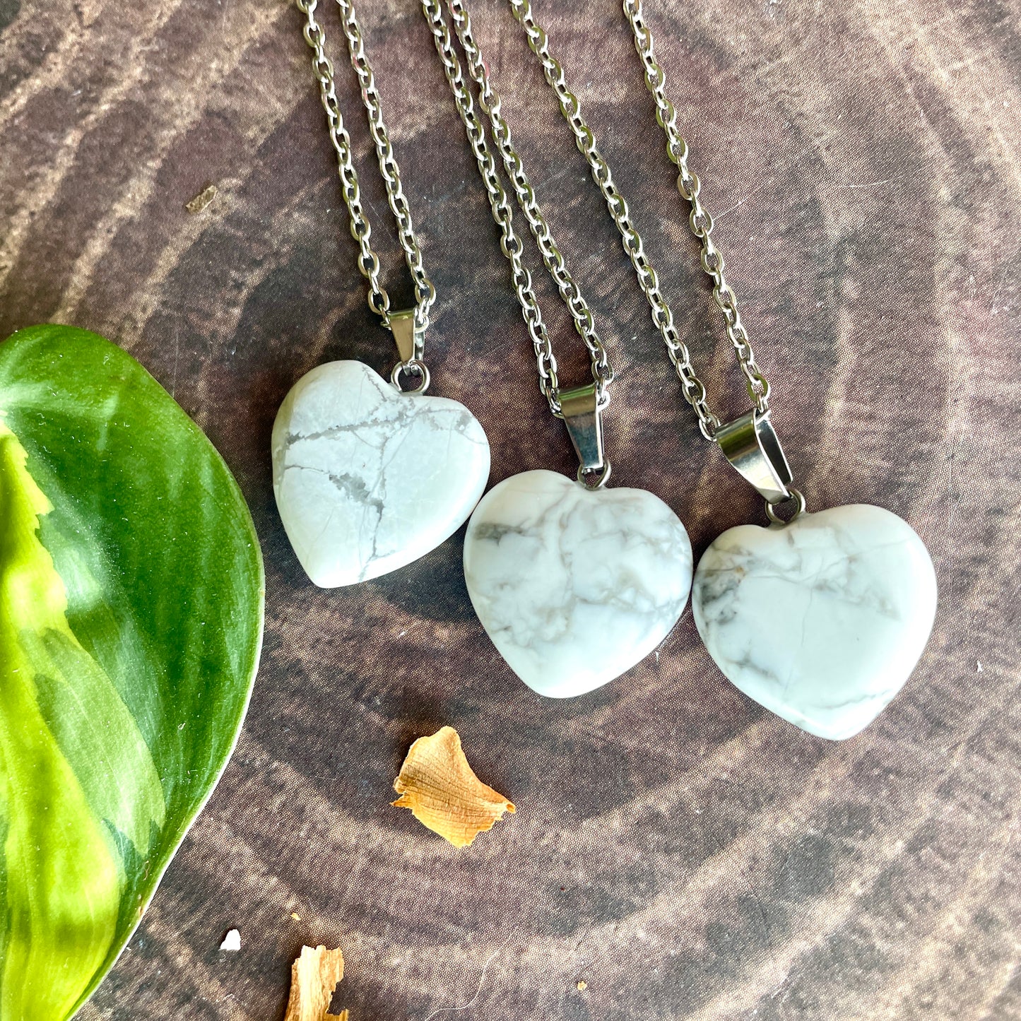 Small Howlite Heart Necklace