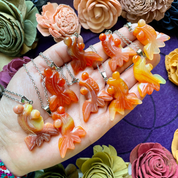 Carnelian Agate Fish Carving Necklace