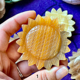Honey Calcite Sunflower Carving