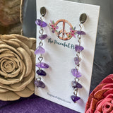 Dangling Amethyst Chip Earrings