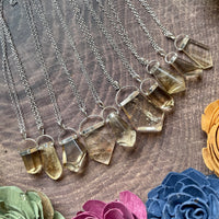 Sterling Silver Natural Citrine Freeform Necklace
