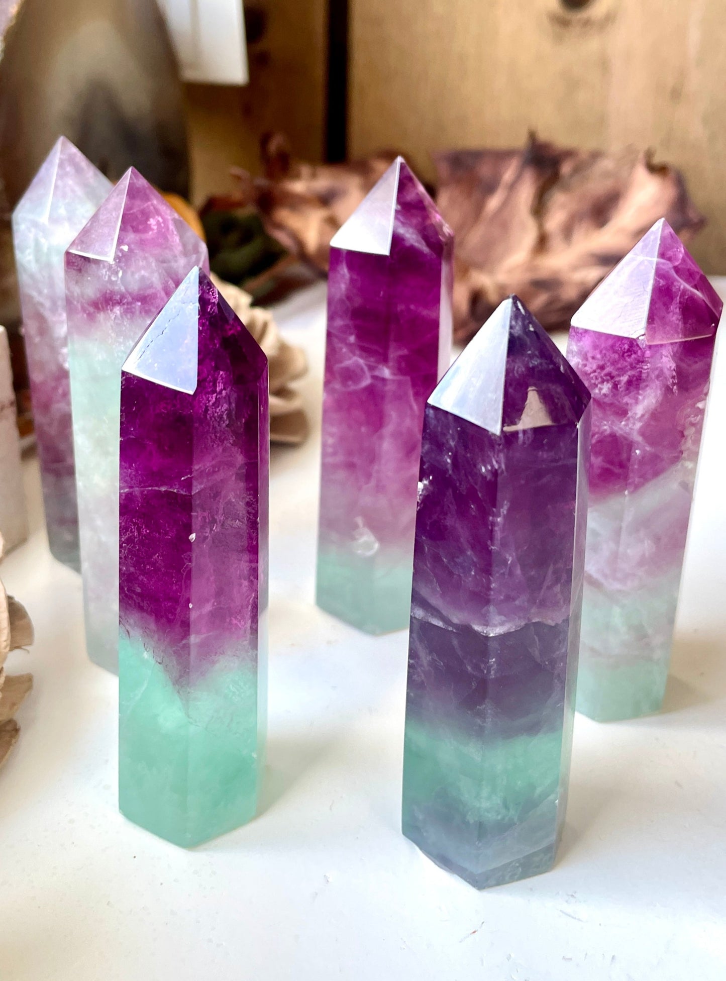 Watermelon Fluorite Tower Point