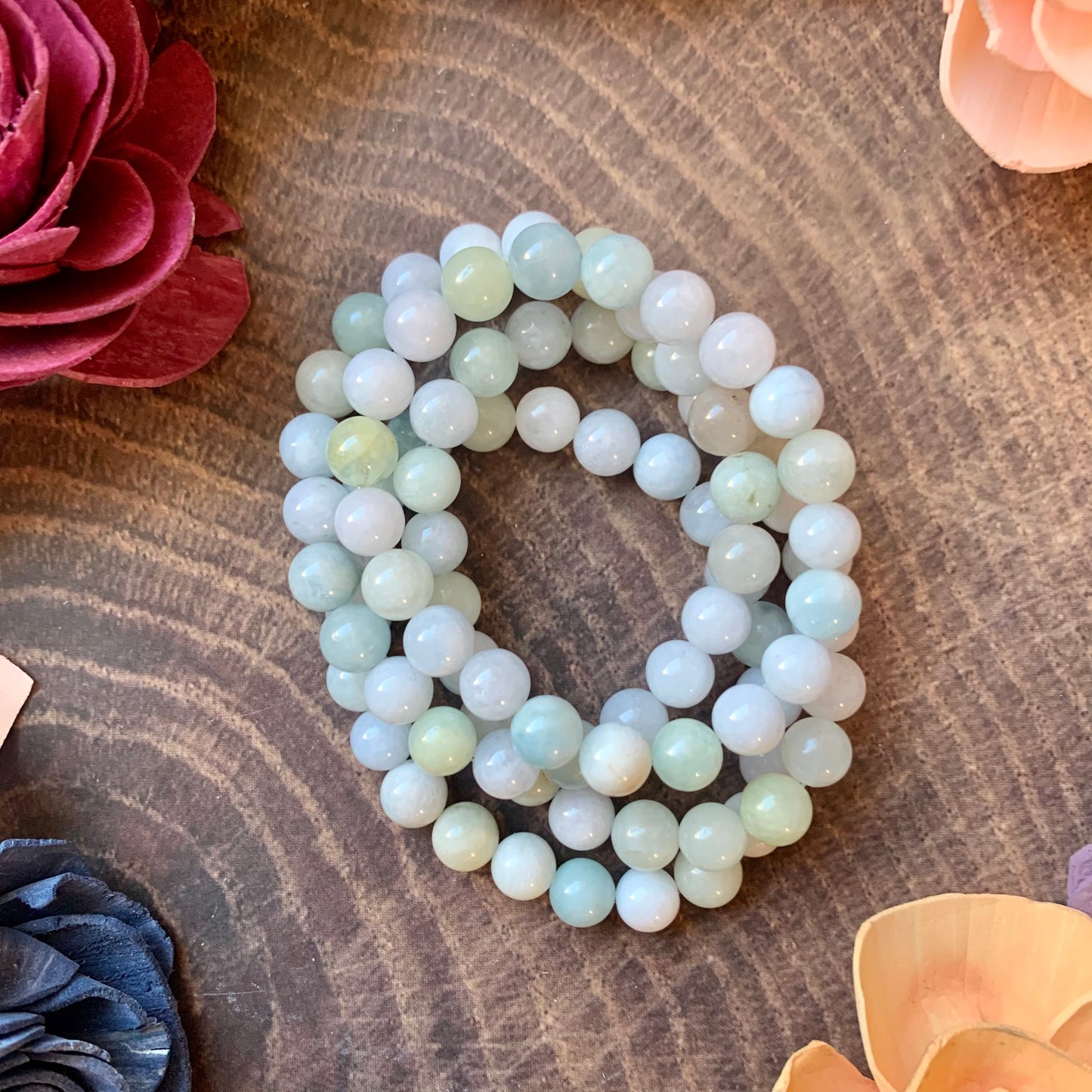 Aquamarine 8mm beaded bracelet