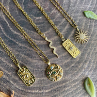 Small Gold Tarot Card Eye Necklace