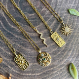 Small Gold Tarot Card Eye Necklace