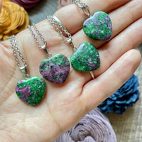 Small Ruby Zoisite Heart Necklace