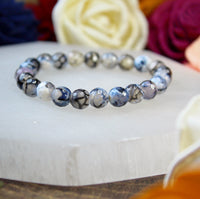 Fire Crackle Agate faceted 8mm beaded bracelet