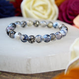 Fire Crackle Agate faceted 8mm beaded bracelet