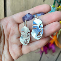 Silhouette Face Earrings (Choose Gemstone)