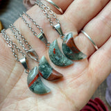 Small Bloodstone Moon Necklace