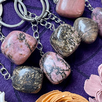 Rhodonite Tumble Stone Keychain
