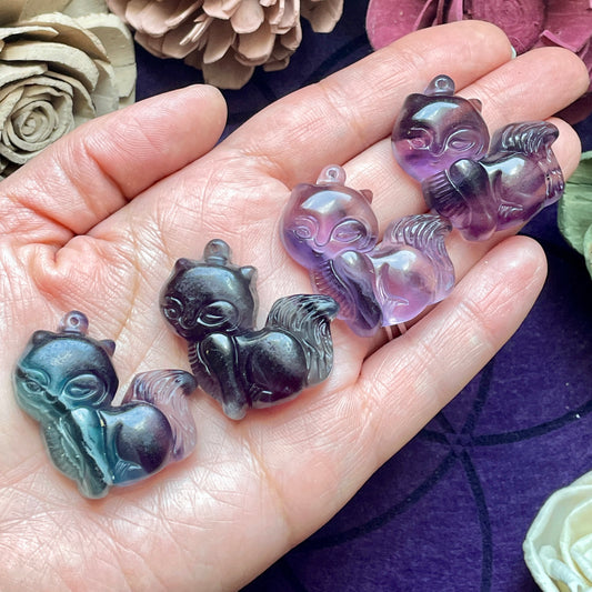 Fluorite Fox Carving Pendant