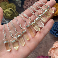 Sterling Silver Natural Citrine Point Necklace