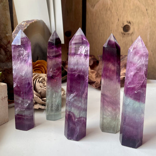 Watermelon Fluorite Tower Point (Medium sized)