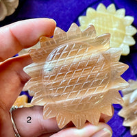 Honey Calcite Sunflower Carving