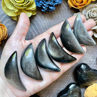 Silver Sheen Obsidian Moon Carving