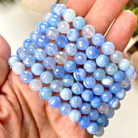Aura Blue Lace Agate 8mm Faceted Beaded bracelet