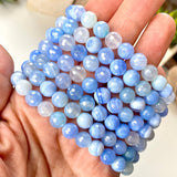 Aura Blue Lace Agate 8mm Faceted Beaded bracelet