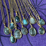 Labradorite Faceted Gold Pendant Necklace