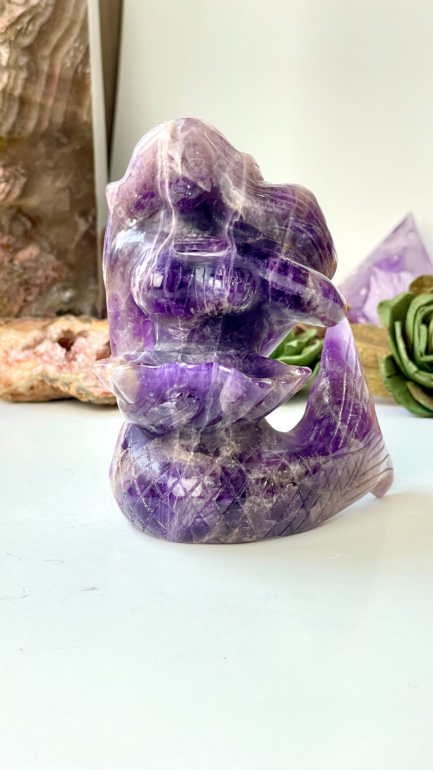 Amethyst Mermaid Carving