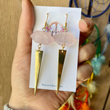 Brass Spike Earrings (Choose Gemstone)