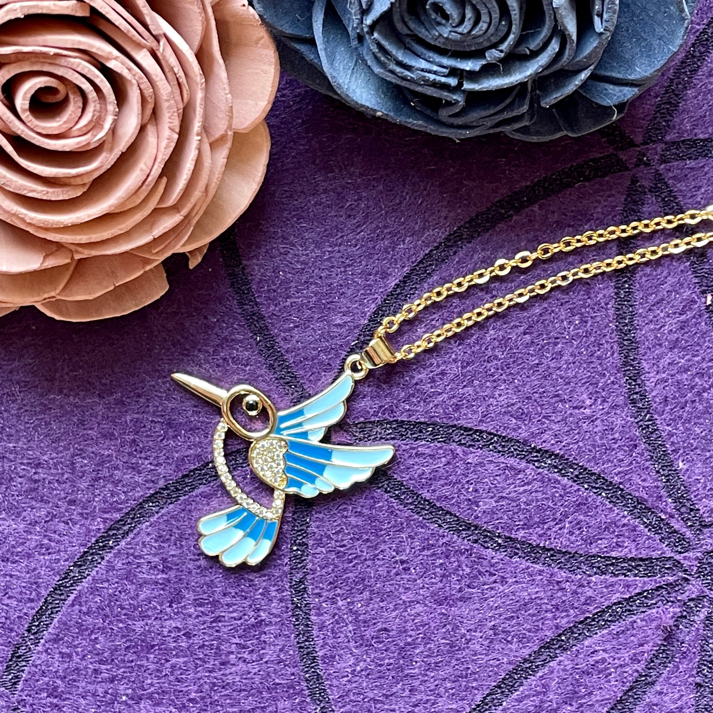 Gold Hummingbird Charm Necklace