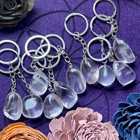 Clear Quartz Tumble Stone Keychain