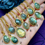 Labradorite Faceted Gold Pendant Necklace