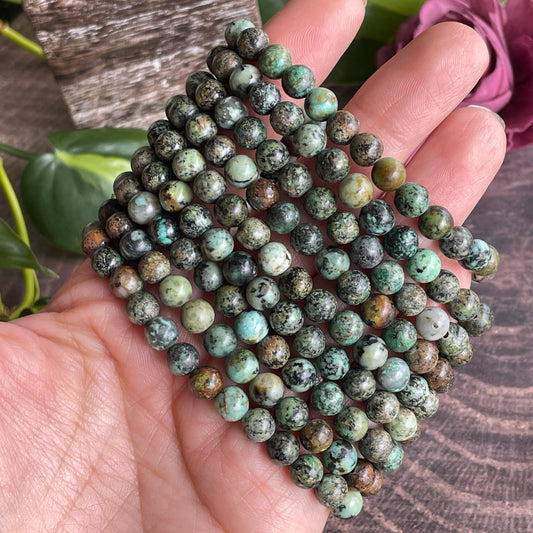 African Turquoise 6mm Beaded bracelet